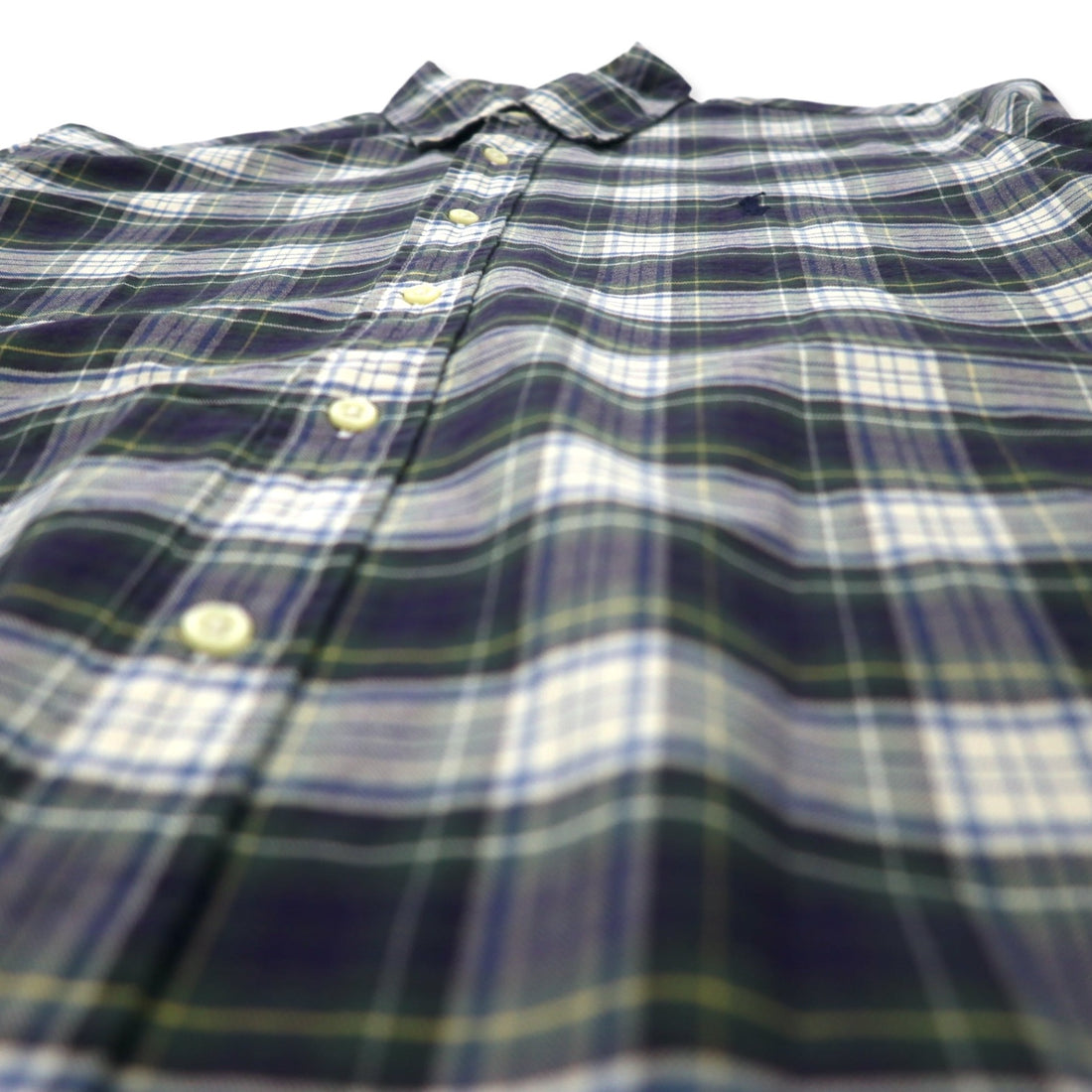RALPH LAUREN Button-down shirt, M, green, check, cotton, small pony embroidery