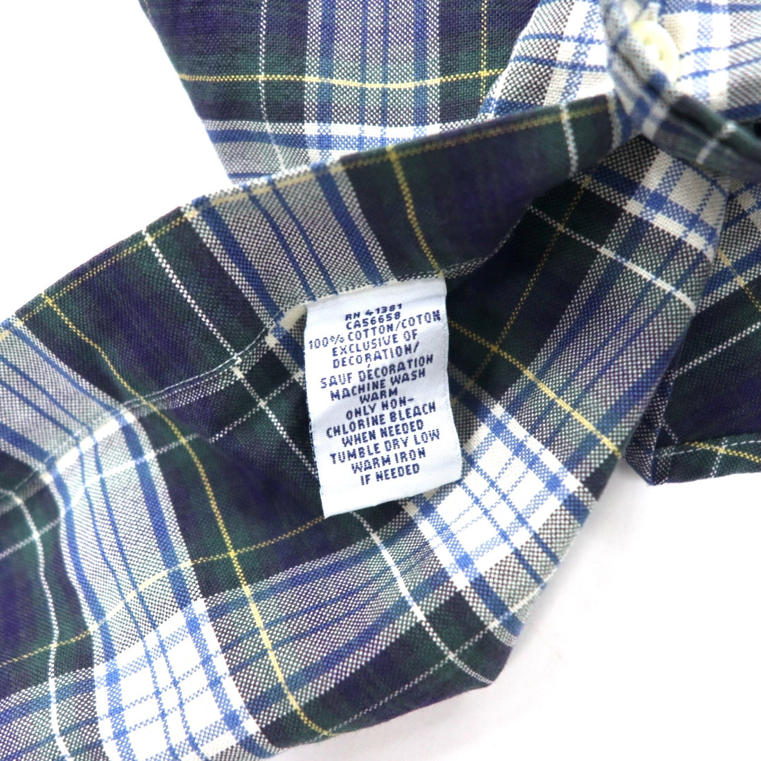 RALPH LAUREN Button-down shirt, M, green, check, cotton, small pony embroidery