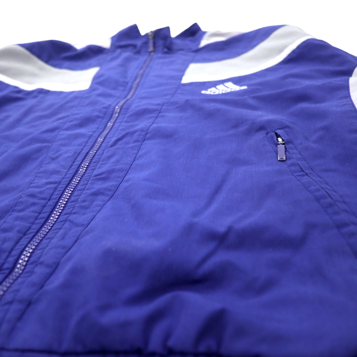 adidas 90年代 トラックジャケット ジャージ 180 ブルー ポリエステル 3ストライプ ワンポイントロゴ刺繍 ビッグサイズ