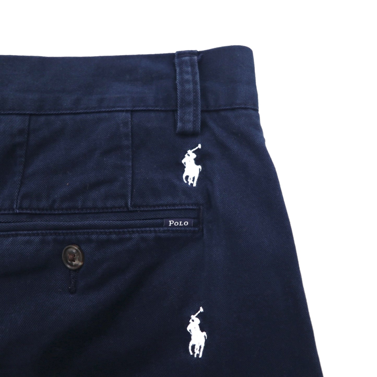 POLO RALPH LAUREN クラシックフィット ショート チノパンツ ハーフパンツ L ネイビー オールオーバーポニー 刺繍
