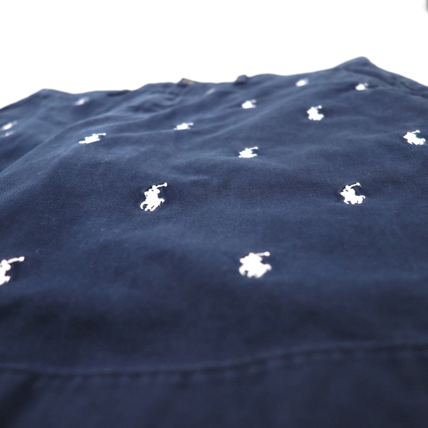 POLO RALPH LAUREN クラシックフィット ショート チノパンツ ハーフパンツ L ネイビー オールオーバーポニー 刺繍