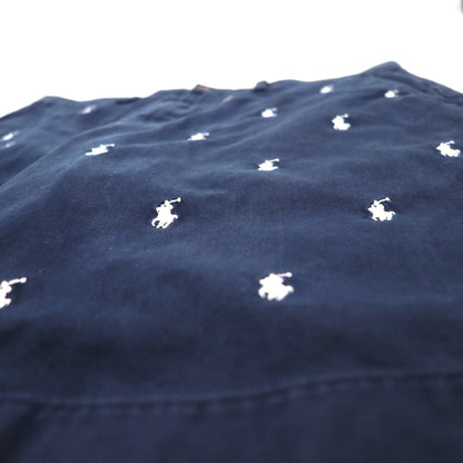 POLO RALPH LAUREN クラシックフィット ショート チノパンツ ハーフパンツ L ネイビー オールオーバーポニー 刺繍