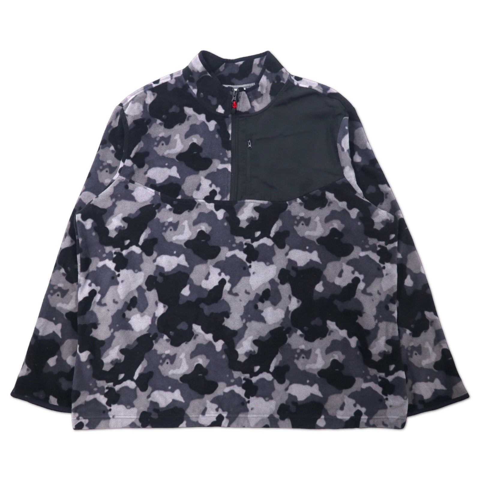 日本然リトテ-古着オンライン-STARTER ハーフジップ フリースジャケット 3XL グレー ブラック カモフラ ポリエステル ビッグサイズ-Starter Half Zip FLEECE Jacket 3XL Gray Black CAMOUFLAGE Polyester Big Size