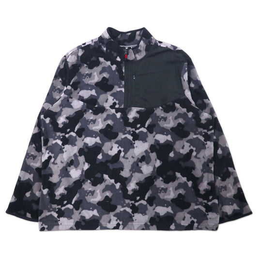 日本然リトテ-古着オンライン-STARTER ハーフジップ フリースジャケット 3XL グレー ブラック カモフラ ポリエステル ビッグサイズ-Starter Half Zip FLEECE Jacket 3XL Gray Black CAMOUFLAGE Polyester Big Size