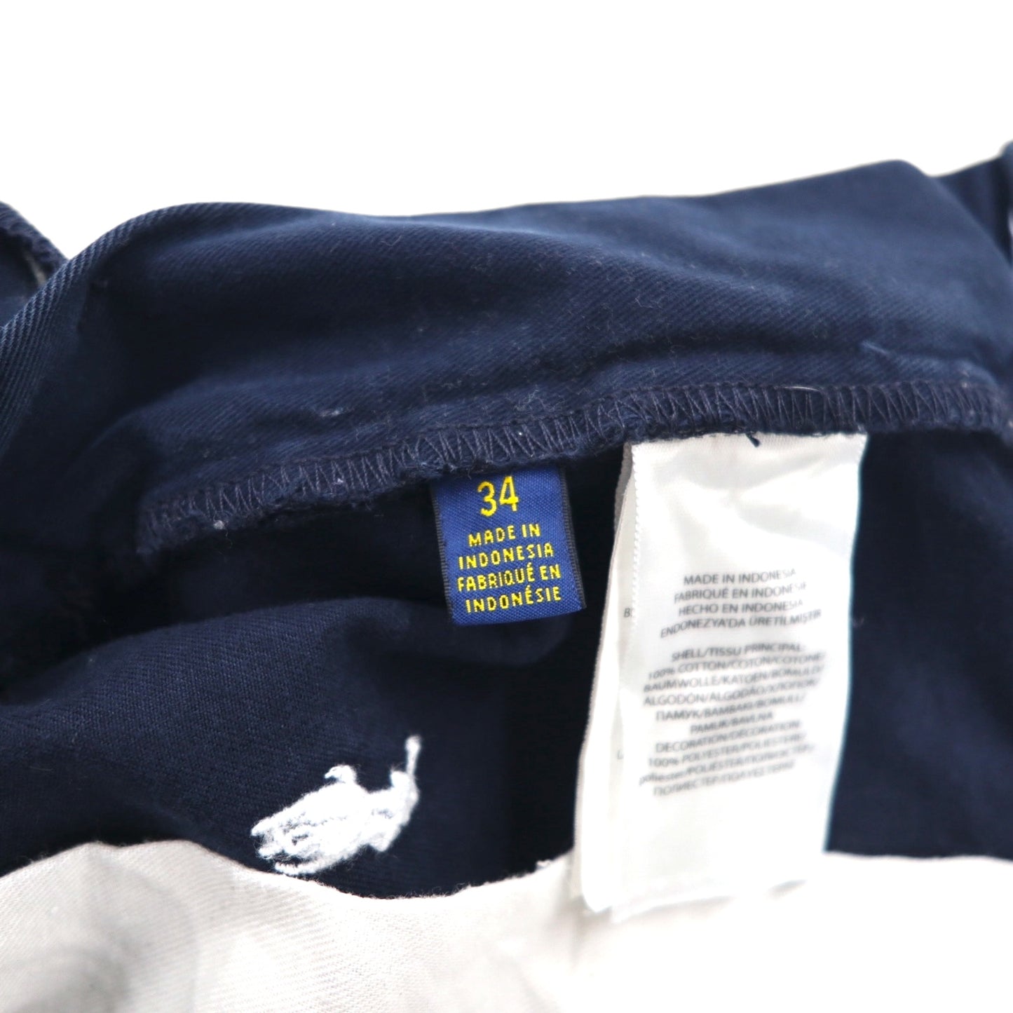 POLO RALPH LAUREN クラシックフィット ショート チノパンツ ハーフパンツ L ネイビー オールオーバーポニー 刺繍