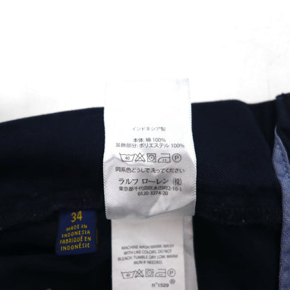POLO RALPH LAUREN クラシックフィット ショート チノパンツ ハーフパンツ L ネイビー オールオーバーポニー 刺繍
