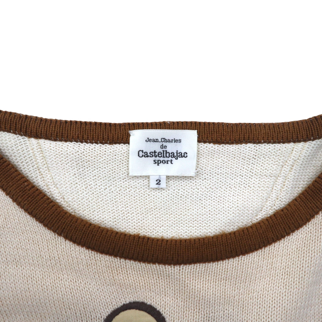 Castelbajac sport 90年代 切替え ニット セーター M ベージュ リネン キャラクター 日本製