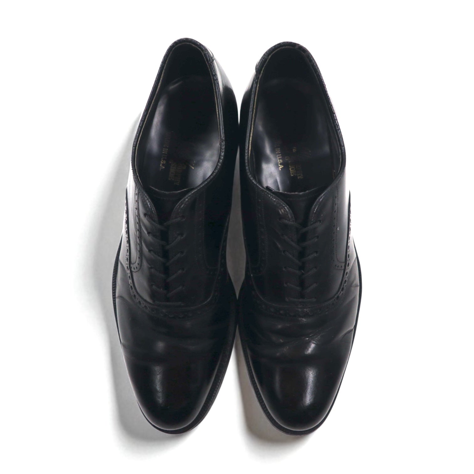 THE JOHNSTON &amp; MURPHY SHOE 1970s USA-Made Saddle Dress Shoes, Size 27-27.5cm, Black Leather