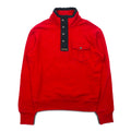 Polo by Ralph Lauren Half Zip Sweatshirt S Red Chest Pocket TALON Zip Snap Button