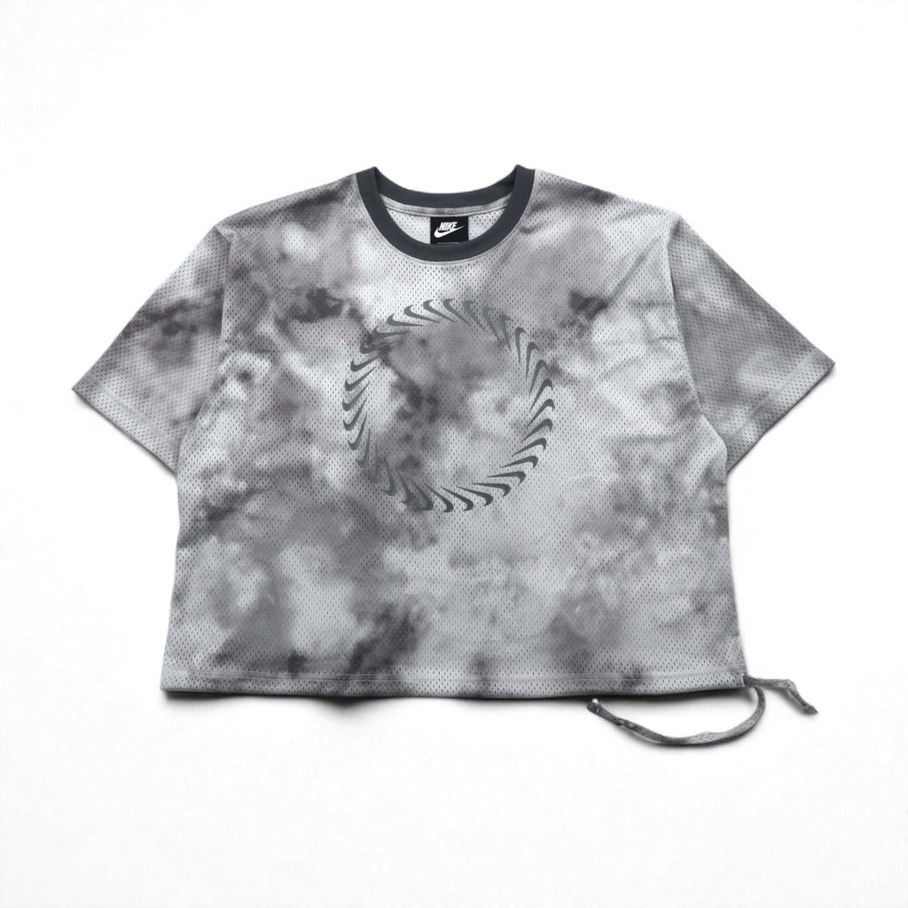 NIKE メッシュ クロップド トップ MESH S/S TOP Tシャツ XL グレー タイダイ ポリエステル CZ9325-084