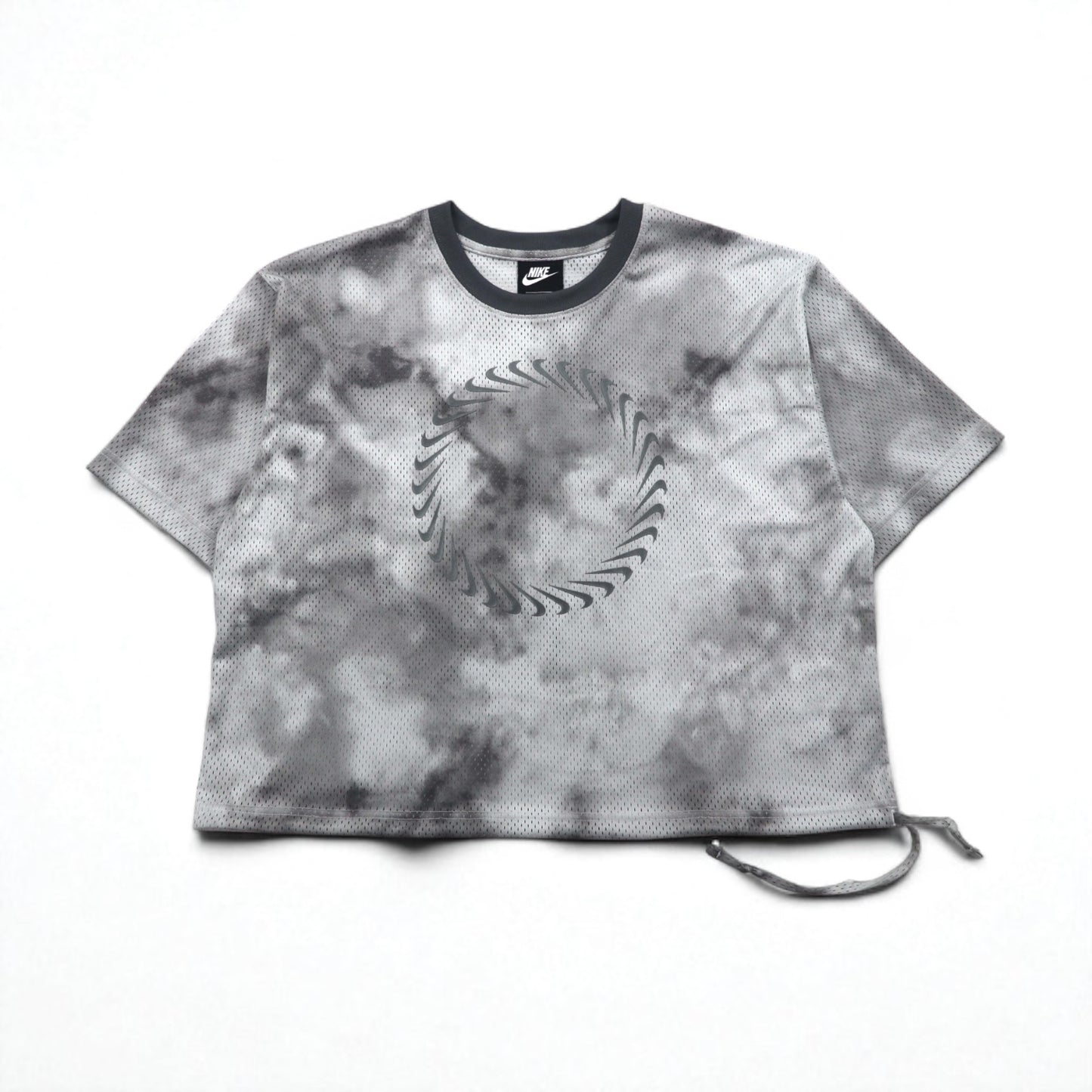 NIKE メッシュ クロップド トップ MESH S/S TOP Tシャツ XL グレー タイダイ ポリエステル CZ9325-084