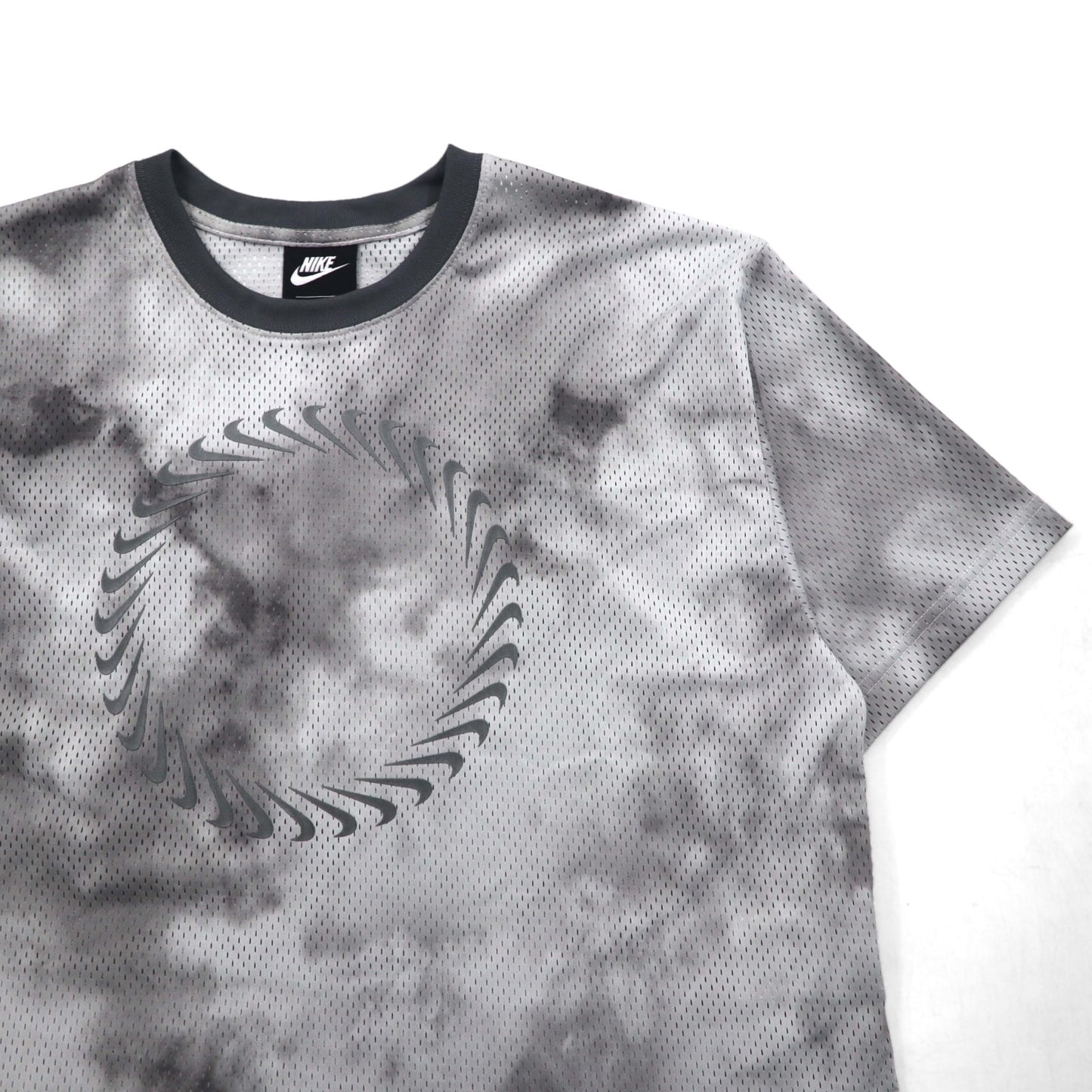 NIKE メッシュ クロップド トップ MESH S/S TOP Tシャツ XL グレー タイダイ ポリエステル CZ9325-084