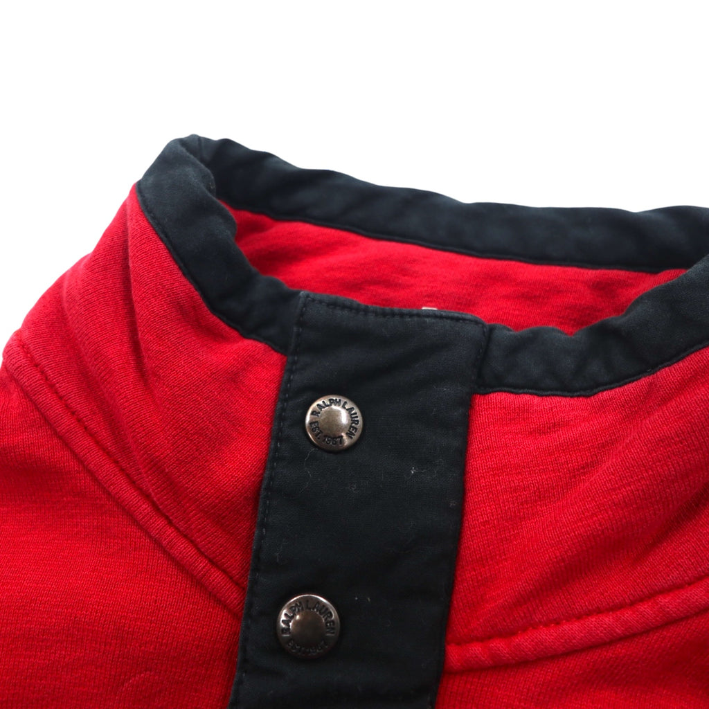 Polo by Ralph Lauren Half Zip Sweatshirt S Red Chest Pocket TALON Zip Snap Button