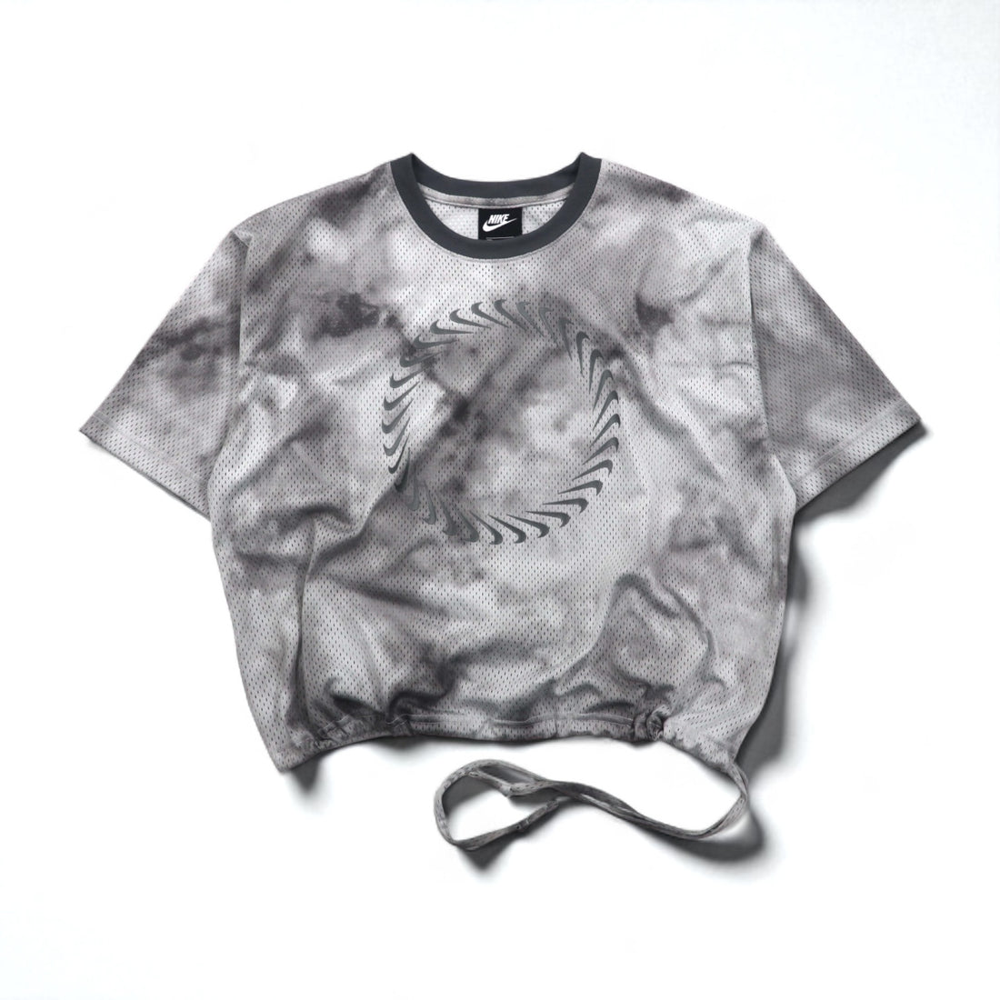 NIKE メッシュ クロップド トップ MESH S/S TOP Tシャツ XL グレー タイダイ ポリエステル CZ9325-084