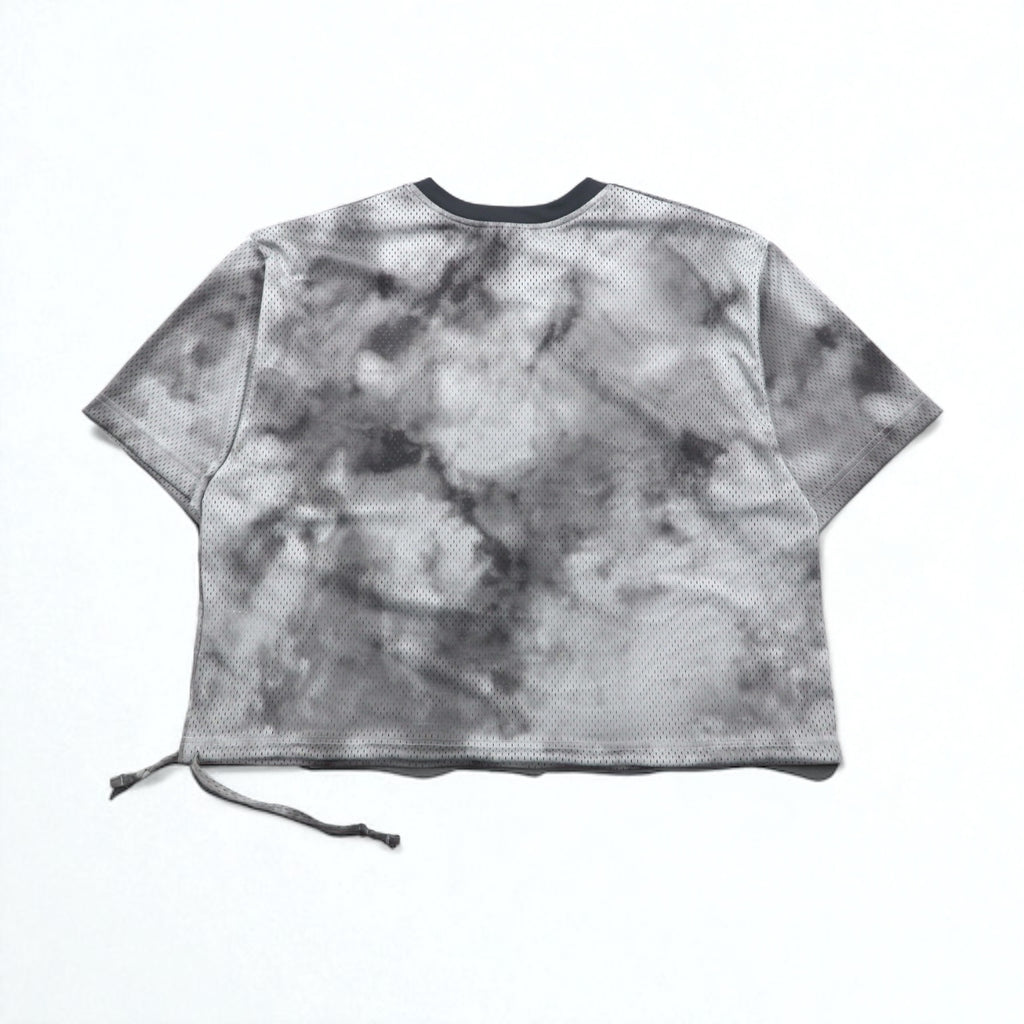NIKE メッシュ クロップド トップ MESH S/S TOP Tシャツ XL グレー タイダイ ポリエステル CZ9325-084