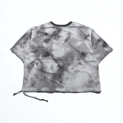 NIKE メッシュ クロップド トップ MESH S/S TOP Tシャツ XL グレー タイダイ ポリエステル CZ9325-084