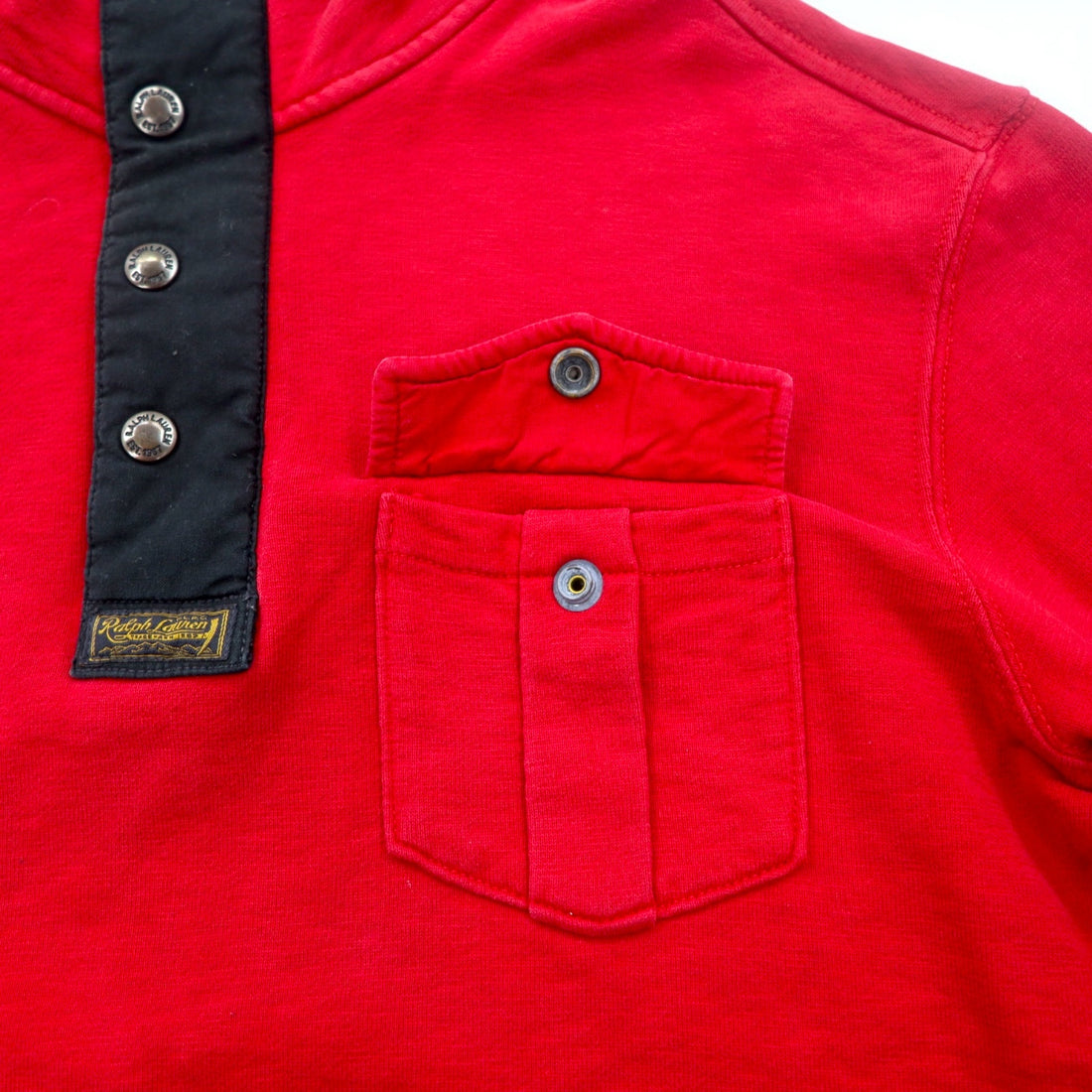 Polo by Ralph Lauren Half Zip Sweatshirt S Red Chest Pocket TALON Zip Snap Button