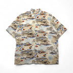 CAMPIA MODA 90s Oversized Aloha Shirt, Size L, Multicolored Rayon All-Over Print, Beach/Casino