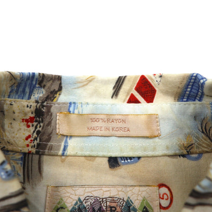 CAMPIA MODA 90年代 ビッグサイズ アロハシャツ L マルチカラー レーヨン 総柄 ビーチ カジノ