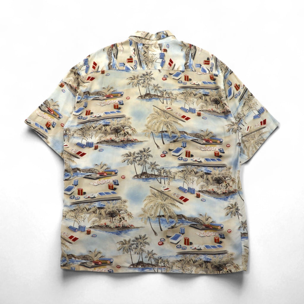 CAMPIA MODA 90s Oversized Aloha Shirt, Size L, Multicolored Rayon All-Over Print, Beach/Casino