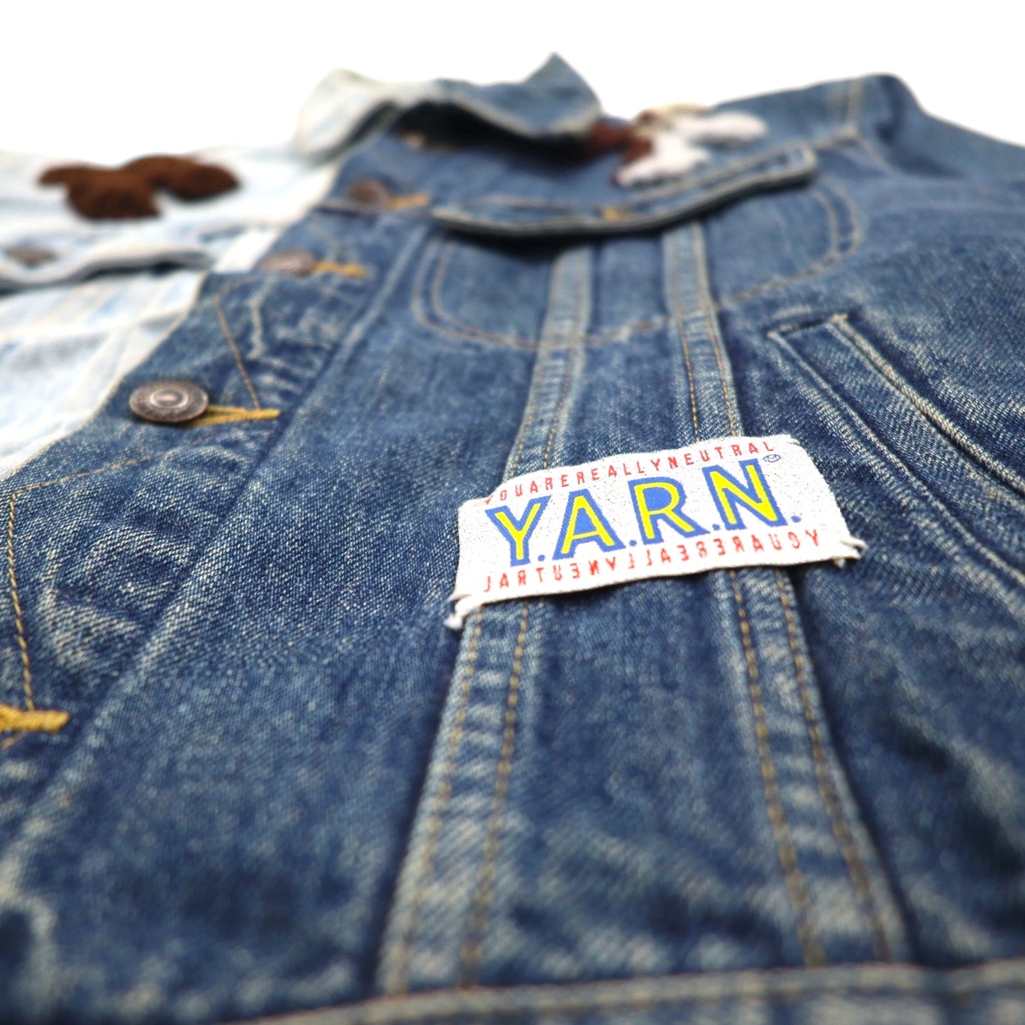 YARN x 90s Lee Riders Remake/Reconstruction Knit Cross Denim Jacket, Size M, Handmade