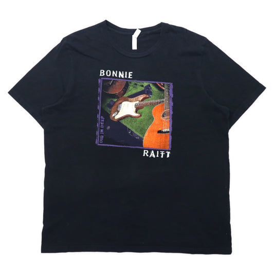 日本然リトテ-古着オンライン-USA製 BONNIE RAITT バンドTシャツ 2XL ブラック コットン CANVAS ビッグサイズ-