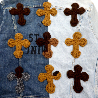 YARN x 90s Lee Riders Remake/Reconstruction Knit Cross Denim Jacket, Size M, Handmade