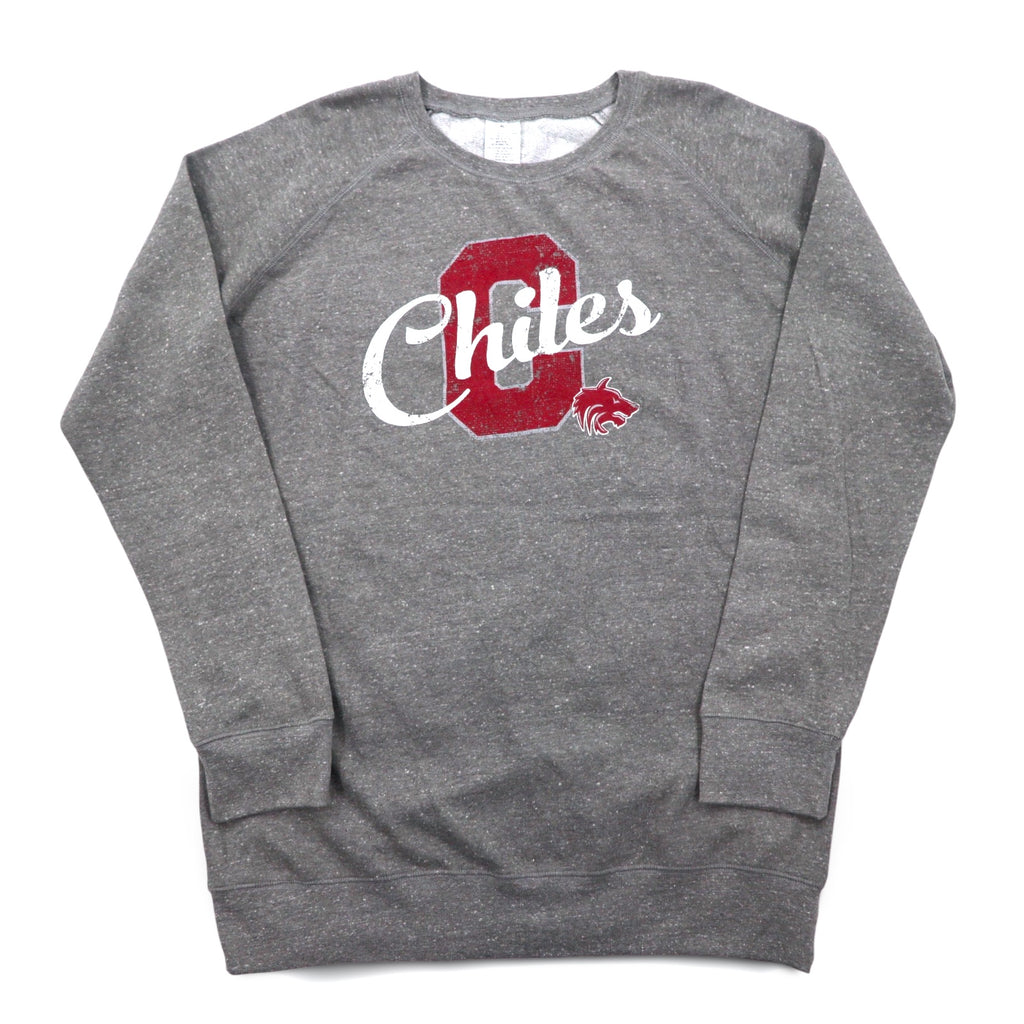 Chiles Big Size College Print Sweatshirt XL Grey Cotton Fleece Football