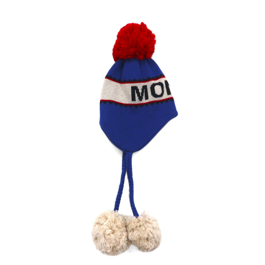 Monro ポンポン ニット帽 KNIT WATCH JQ CAP-BROWN ニット ウォッチ ジャガード ブルー アクリル 日本製