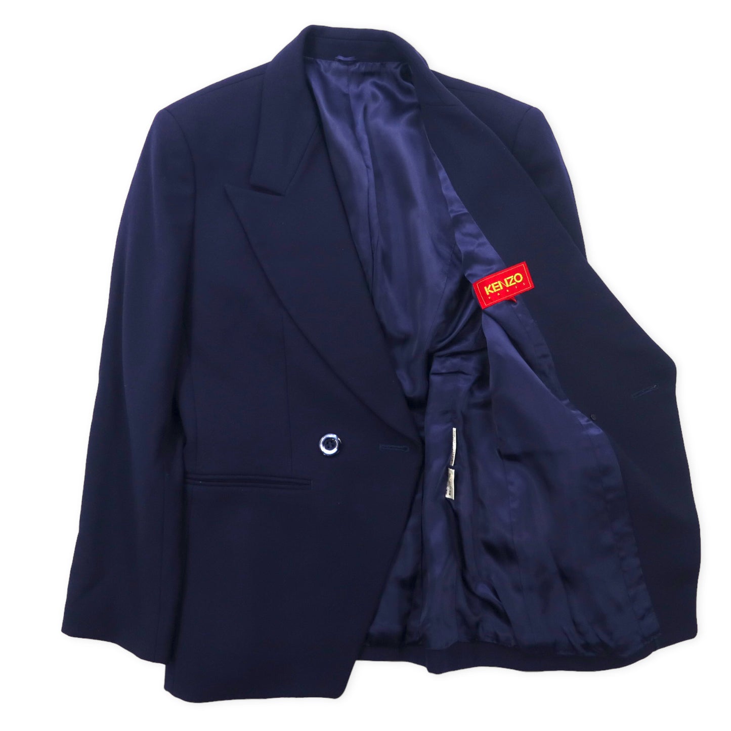 KENZO 80s Vintage Double Tailored Jacket M Navy Wool Gabazine ...
