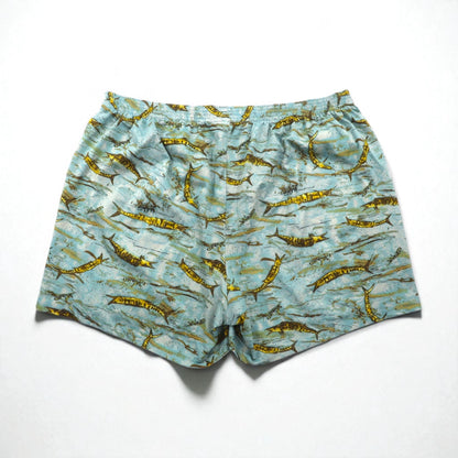 patagonia 00年代 USA製 キャプリーン Capilene トランクス ショートパンツ L ブルー 総柄 魚 45111