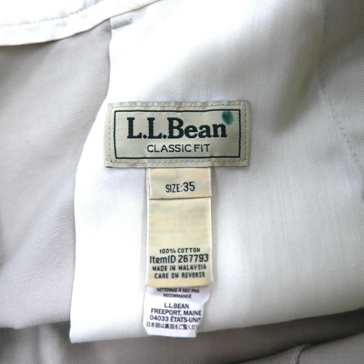 L.L.Bean チノ ショートパンツ L ベージュ CLASSIC FIT ハーフ 267793