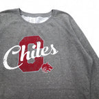 Chiles Big Size College Print Sweatshirt XL Grey Cotton Fleece Football