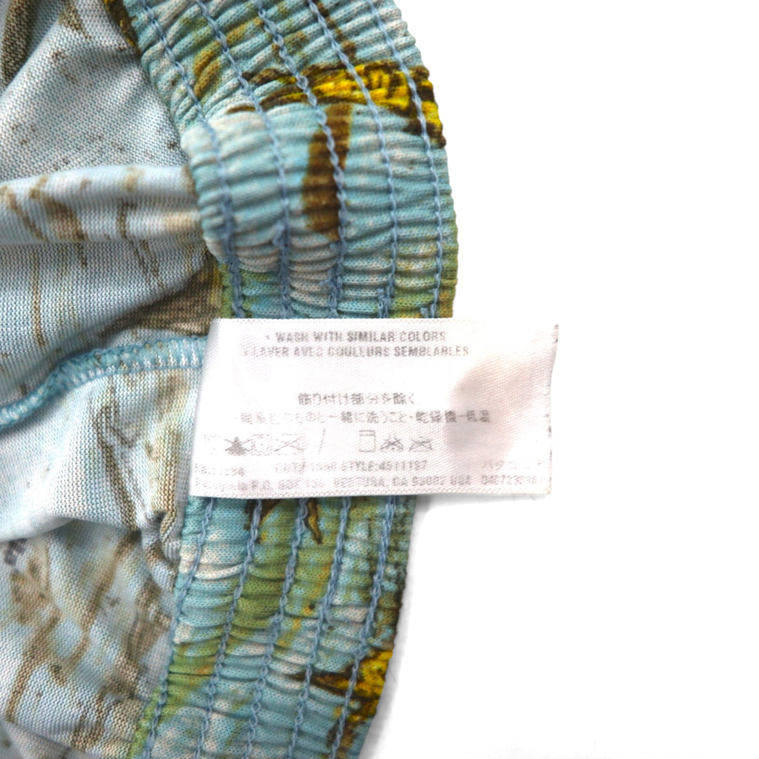 patagonia 00年代 USA製 キャプリーン Capilene トランクス ショートパンツ L ブルー 総柄 魚 45111