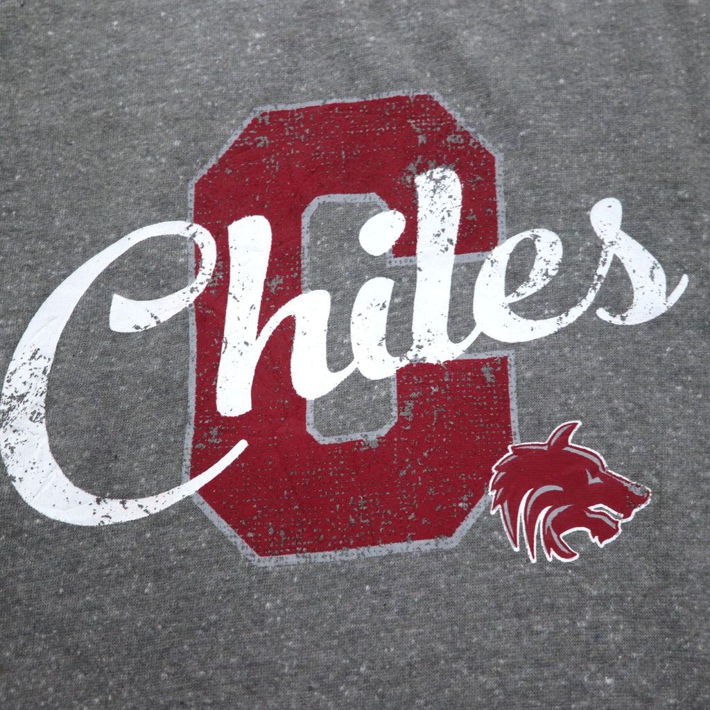 Chiles Big Size College Print Sweatshirt XL Grey Cotton Fleece Football