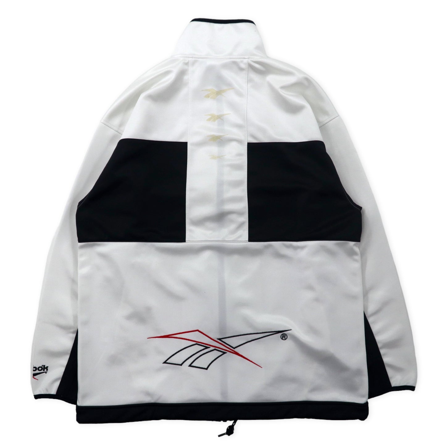 Reebok 90年代 トラックジャケット ジャージ M ホワイト ブラック ポリエステル ベクターロゴ刺繍 日本製