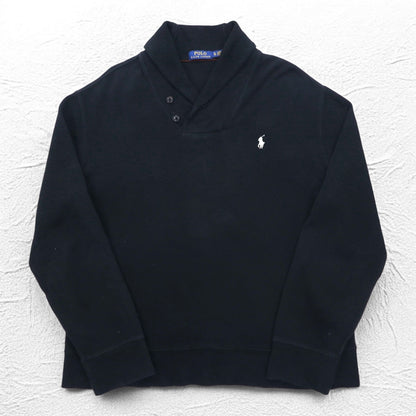 POLO RALPH LAUREN ショールカラー スウェット XL ブラック コットン スモールポニー刺繍