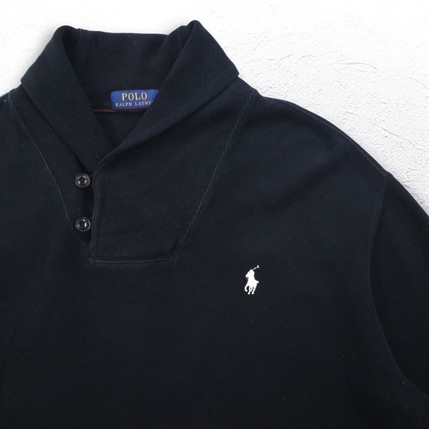 POLO RALPH LAUREN ショールカラー スウェット XL ブラック コットン スモールポニー刺繍