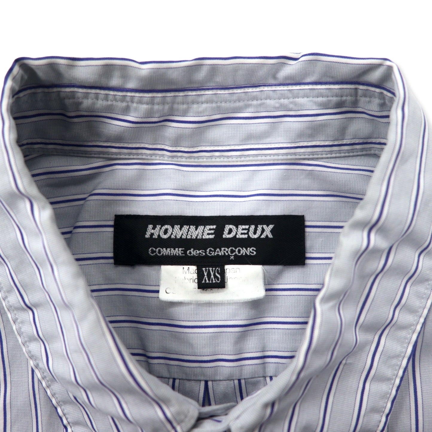 HOMME DEUX COMME des GARCONS ドレスシャツ XXS グレー ストライプ コットン DL-B027 日本製