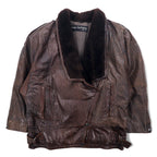 marc buchanan pelle pelle shawl collar leather jacket L brown leather boa collar epaulettes