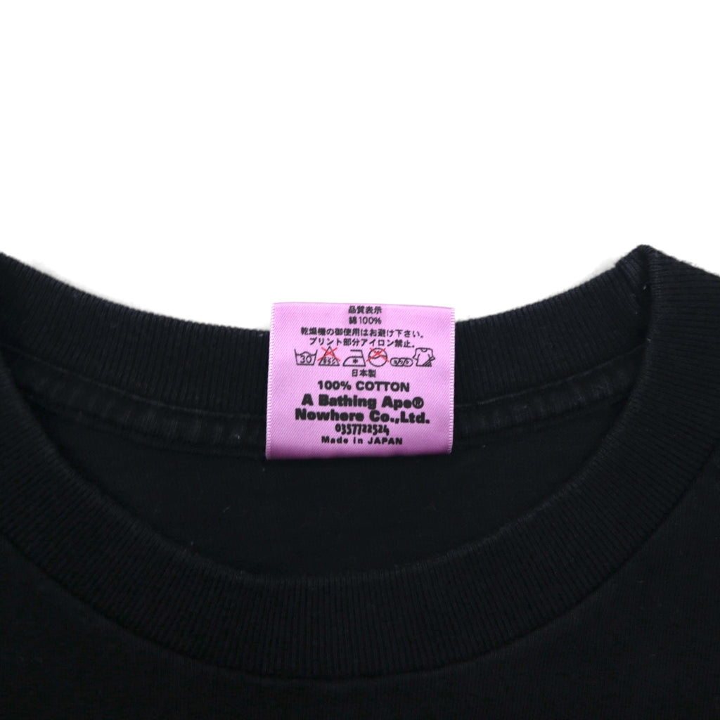 A Bathing Ape ロゴプリント Tシャツ XS ブラック コットン 両面プリント 日本製