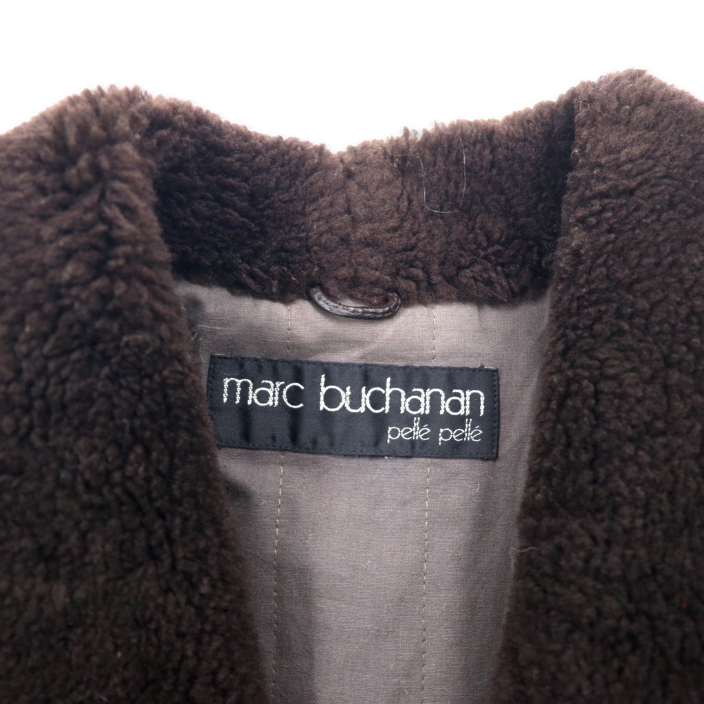 marc buchanan pelle pelle shawl collar leather jacket L brown leather boa collar epaulettes