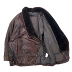 marc buchanan pelle pelle shawl collar leather jacket L brown leather boa collar epaulettes