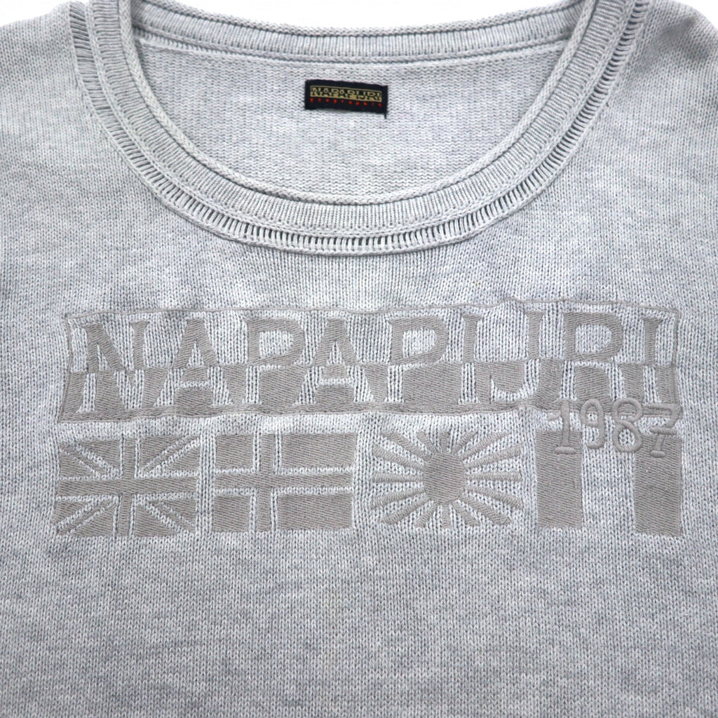 NAPAPIJRI コットン ニット セーター M グレー ワッペン S13-DELEVEN S1358E