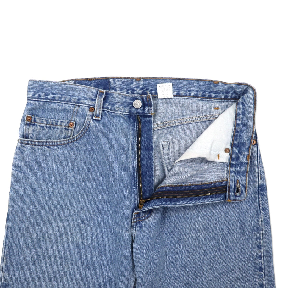 Levi's USA made 00's 505 ice wash denim pants size 34 blue cotton zipper fly regular fit straight leg 505-4834