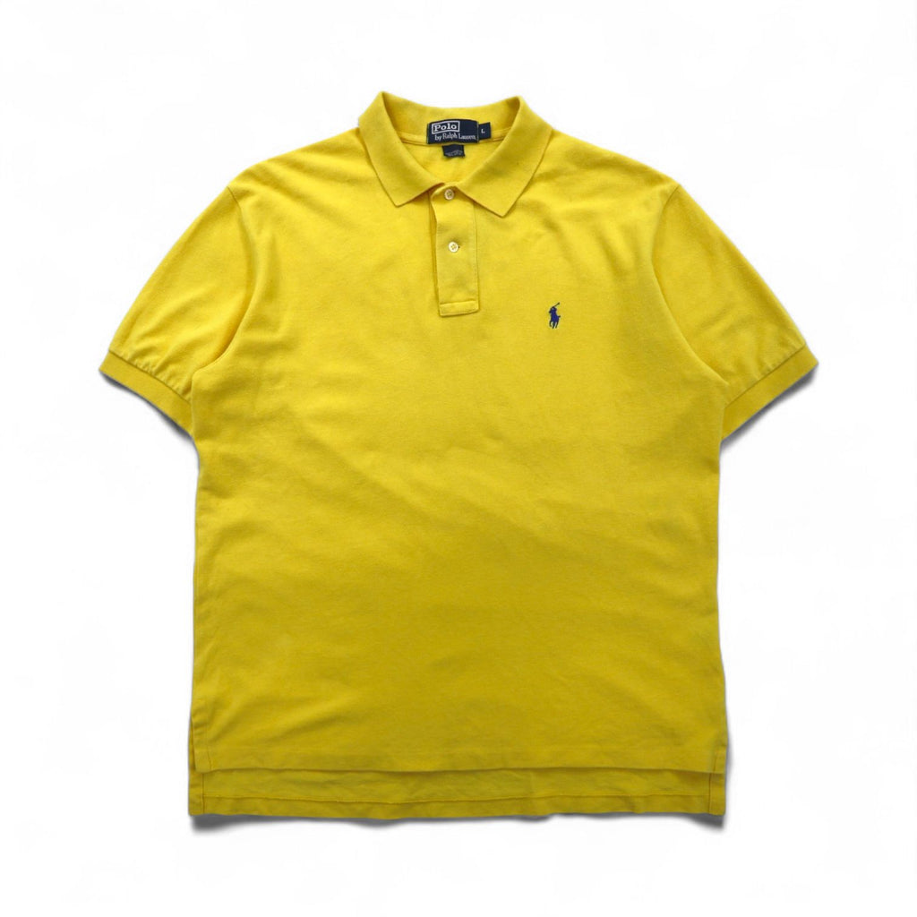 Polo by Ralph Lauren 90s Polo Shirt, Size L, Yellow Cotton, Pique, Small Pony Embroidery