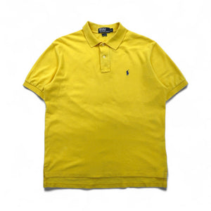 Polo by Ralph Lauren 90年代 ポロシャツ L イエロー コットン 鹿の子 スモールポニー刺繍