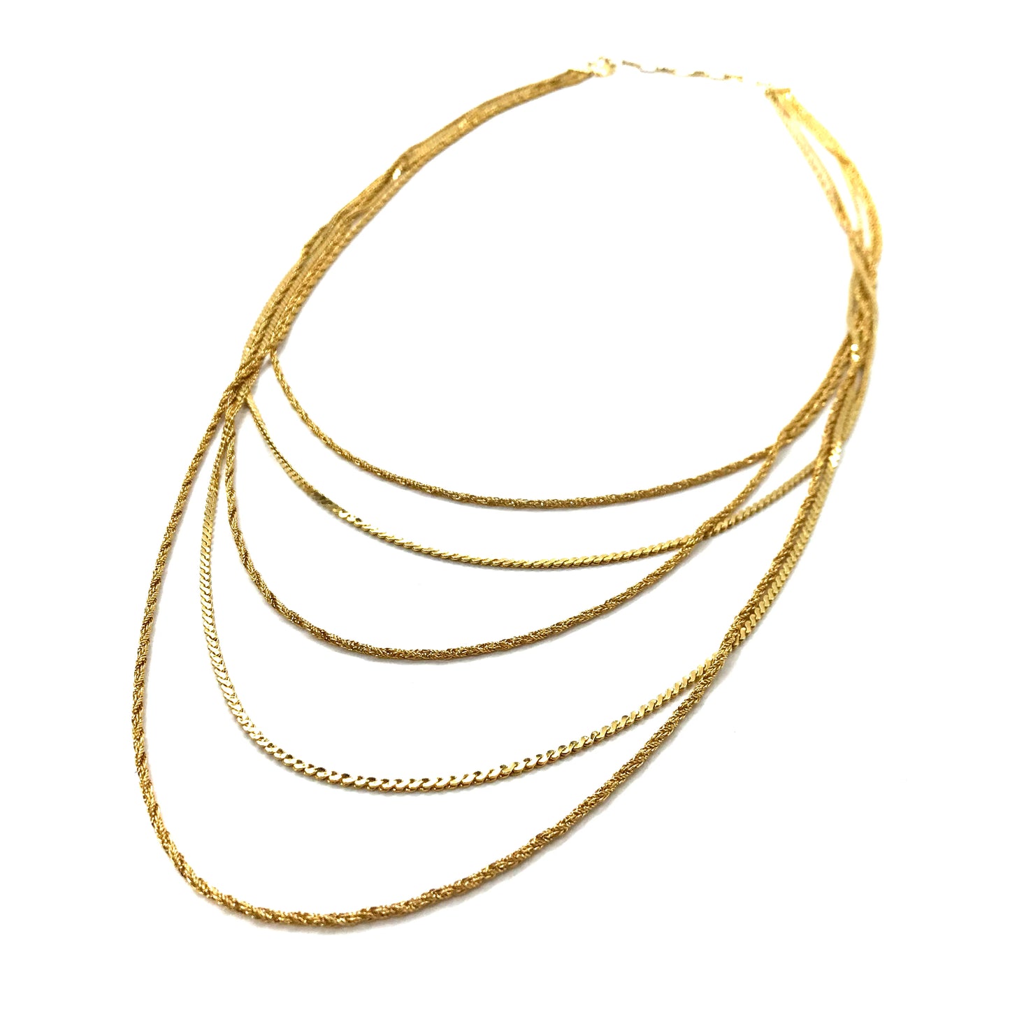 VINTAGE Gold Chain Necklaces 5連 ゴールドチェーンネックレス 73cm 喜平 ロープチェーン