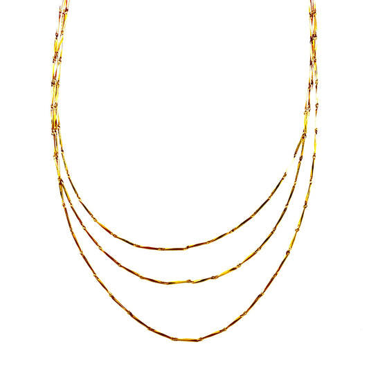 日本然リトテ-古着オンライン-Vintage Gold Necklace 3連 ネックレス 切子チェーン ゴールド ヴィンテージ-