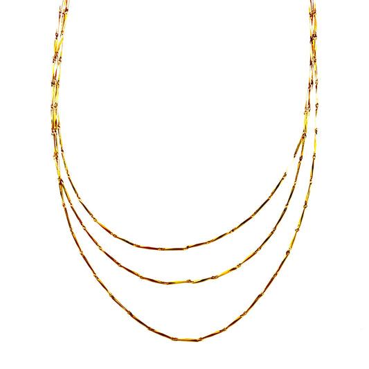 Vintage Gold Necklace 3連 ネックレス 切子チェーン ゴールド ヴィンテージ